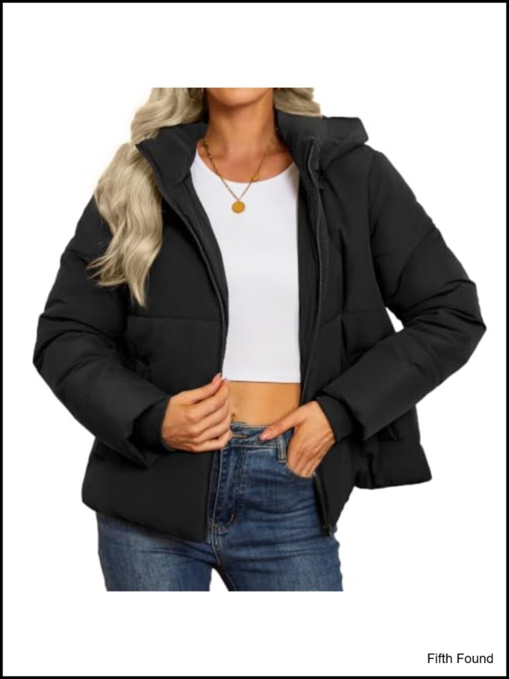 Quilted Cropped Puffer Jacket Lightweight Removable Hood